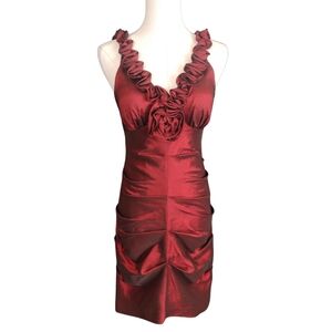 Hailey By Adriana Papell Red Rose Cocktail Dress